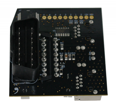 Back side with the OBD II connector that goes into the car